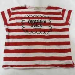 BOBO CHOSES オレンジ朱色ボーダー Tシャツ 8-9 120 130のサムネイル