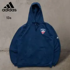 アディダス13sカレッジスウェットパーカーグリーンズボロUS古着ネイビーメンズＬ