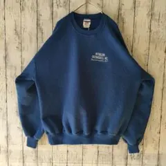 アメリカ古着　スウェット　JERZEES　XL　刺繍　ブルー