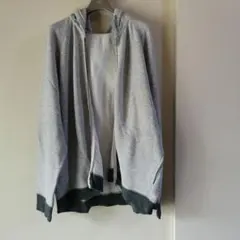 グレー フルジップ フード付きパーカー