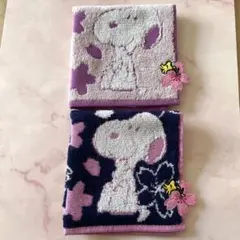 スヌーピー　SNOOPYのタオルハンカチ2枚セット　キャラクター　お花　可愛い