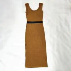 リブ編み ノースリーブ タイトワンピース