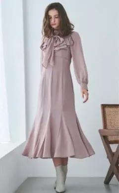 アンドクチュール ダブルフリルリボン付きマーメイドワンピース