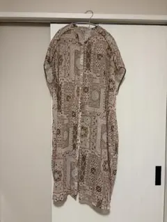 ペイズリー柄 半袖シャツワンピース ロング丈