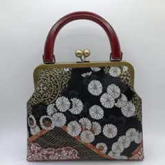 ハンドメイド 大島紬 龍郷柄 着物リメイク がま口バッグ 3way #817