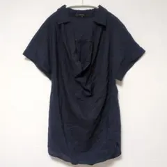 美品 ルーニィ LOUNIE ドレープスキッパーブラウス ネイビー 38のサムネイル