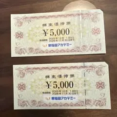早稲田アカデミー 株主優待券　5000円×2枚=10000円【匿名配送、保障有】
