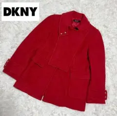 【美品】DKNY ダナキャラン ウール混 デザインコート レッド 4