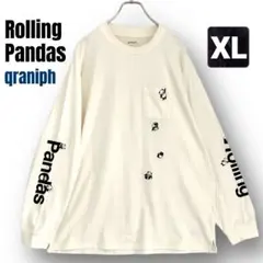 グラニフ★ローリングパンダズ★ポケット付ロンT★ナチュラル/刺繍★男女兼XL