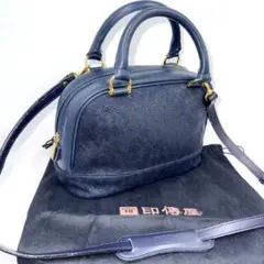 ✨美品✨印傳屋 印伝 2way ショルダーバッグ ぶどう柄 紺 鹿革 漆 袋付きのサムネイル