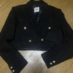 激安★ZARA★ツイードジャケット★ショートジャケット★ゴールドボタン★Ｓ
