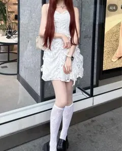 dazzlin 新作 ギャザーリボンミニワンピース オフホワイトS