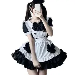 白黒メイド服 フリル付き