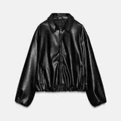 ZARA フェイクレザー ボンバージャケット S ブラックのサムネイル