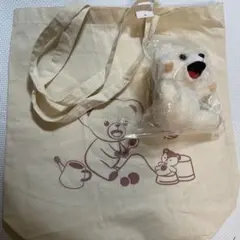 ファーファトートバッグとクマのぬいぐるみセット