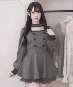 訳あり】 pium セットアップ チョーカーベルトフリルトップス