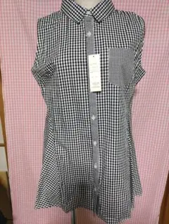 ノースリーブ ギンガムチェックシャツ