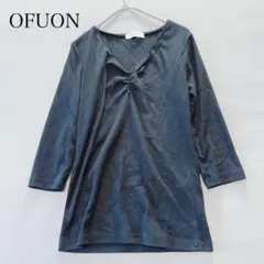 OFUON オフオンベーシック　カットソー Vネック 長袖 ブラック　無地のサムネイル
