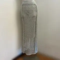 ニットタイトスカート ロング丈 グレー