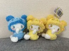 ハローキティ パンダ もこもこベイビーマスコット　3体セット　ブルー　イエロー