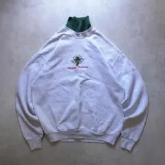 90s USA製 Lee タートルネック スウェット 刺繍 ヒイラギ