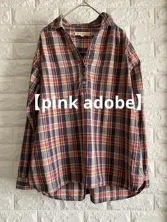 【pink adobe】チェック柄プルオーバーシャツ Mサイズ