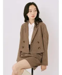 アースミュージック＆エコロジー ブラウン ジャケット ミニスカート セットアップ