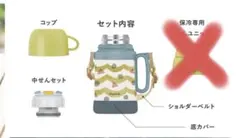 【コップ、紐は未使用】ピーコック　保温保冷　水筒　保育園　幼稚園　イエローのサムネイル