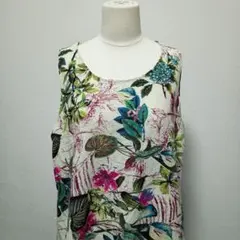 【Longyi】ロングワンピース（3XL）ノースリーブ ボタニカル 花柄のサムネイル