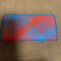 Vivienne Westwood 赤青チェック ラウンドファスナー長財布