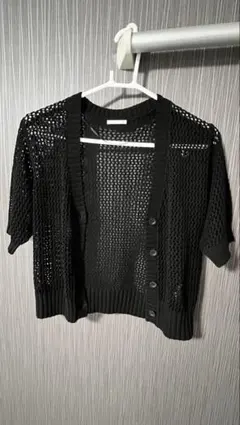 GU ブラック 半袖メッシュカーディガン