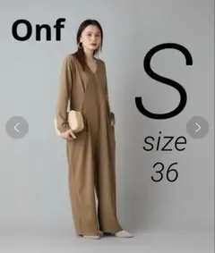 オンフ　Omekashi カットジョーゼットサロペット　36 S ブラウン　茶