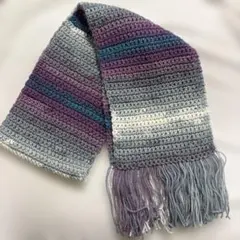 DMC BRIO マフラー 紫 グレー ストライプ