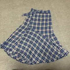 ems チェック柄 フレアスカート ベルト付き