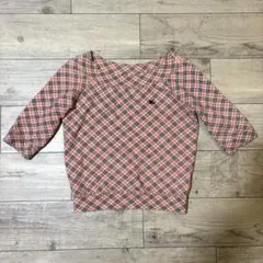 バーバリー　ブルーレーベル　トップス　カットソー　五分袖　半袖　ピンク　春　ロゴ