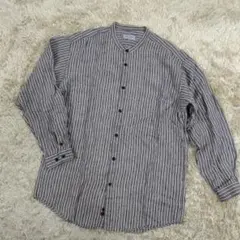 Pierre Cardin バンドカラー リネンストライプシャツのサムネイル