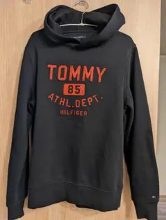 【TOMMY HILFIGER】ロゴ フーディー 裏起毛パーカー ブラック S