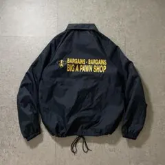 80s 90s USA製 バックプリント 企業ロゴ コーチジャケット L 紺のサムネイル