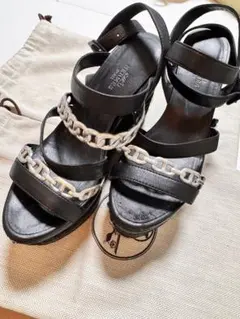 HERMES Gipsy ジプシー サンダル 36 黒シェーヌダンクル 箱 袋 - メルカリ