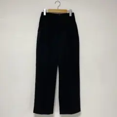 【UNIQLO/ユニクロ】スラックス　ワイドパンツ　黒　無地【S】ウエストゴム