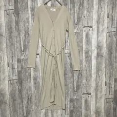 【Mila Owen】Vネックニットロングワンピース S ベージュ ボタン