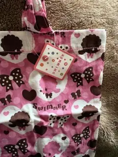 SWIMMER プードル　ハート　リボン柄　エコバッグ　布製　希少