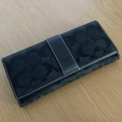 COACH ブラック ロゴパターン 長財布