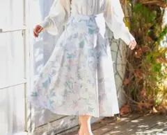 tocco closet バックレースアップフラワープリントフレアスカート