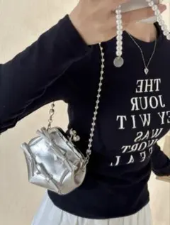 【未使用　新品】シルバー 2way リボンショルダーバッグac2387