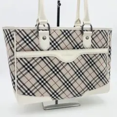 バーバリー トートバッグ ノバチェック キャンバス レザー A4収納可 ホワイト