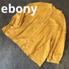 リネン 長袖シャツ マスタード　ebony エボニー　麻　M 刺繍　ブラウスのサムネイル