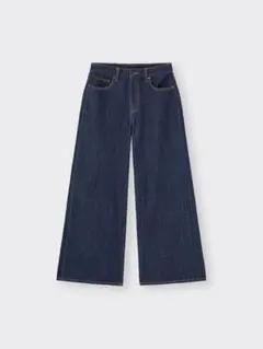 GU ミドルライズワイドジーンズ ワイドパンツ バギーデニム S 濃紺