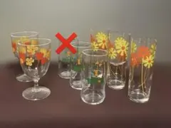 レトロ昭和な　ノベルティ　グラス　7個