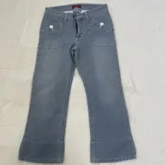 レトロ【SEVENTEEN】ローライズ フレアジーンズ M ライトブルー 裾太め